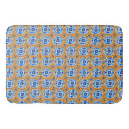 Retro Round Tiles Mexico Daisy Blue Orange Mönster Badrumsmatta