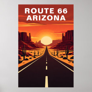 Retro Route 66 Arizona Öken Resa Poster