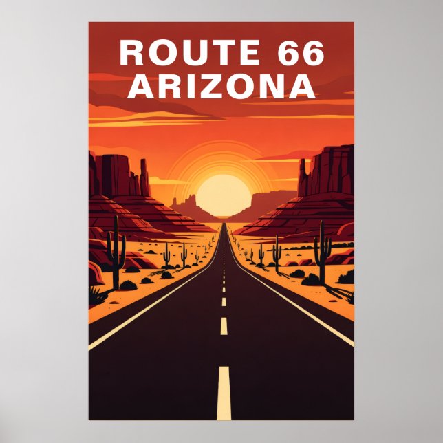 Retro Route 66 Arizona Öken Resa Poster (Framsidan)