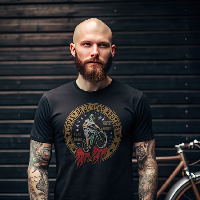 Retro Route 66 Bike Trail T Shirt (Skapare uppladdad)