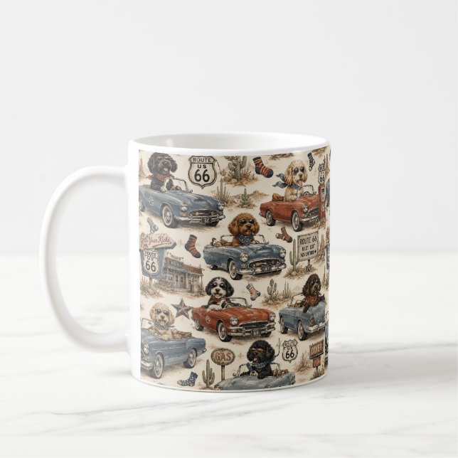 Retro Route 66 Cockapoo Mugg (Vänster)