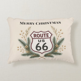 Retro Route 66 Julgran Personlig Högtid Prydnadskudde