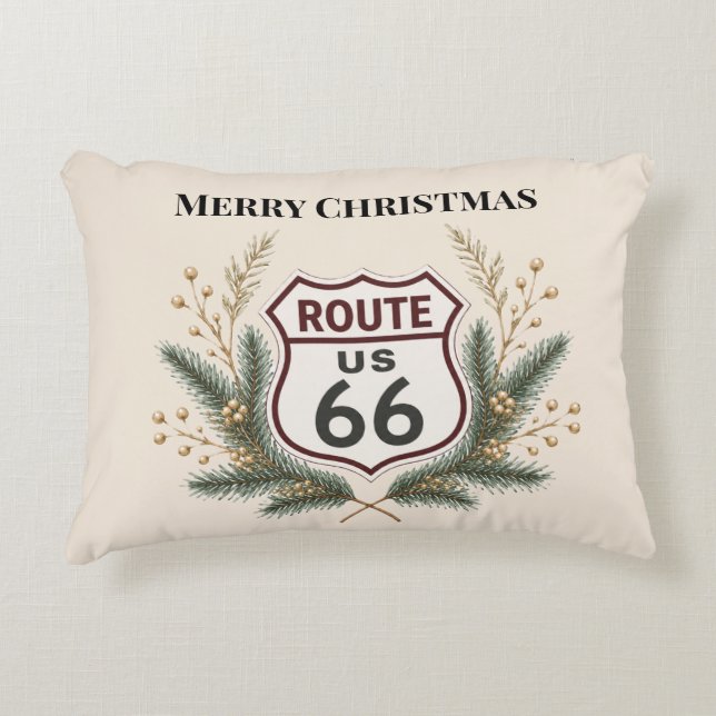 Retro Route 66 Julgran Personlig Högtid Prydnadskudde (Framsidan)