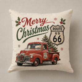 Retro Route 66 Julilastbil Dekoration Kudde