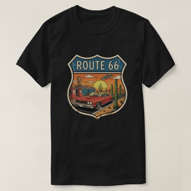 Retro Route 66-väg T Shirt (Design framsida)