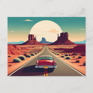 Retro Route 66 Vintage bil Desert Travel Vykort