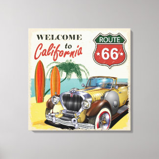 Retro Route 66 "Welcome to California" poster, Canvastryck