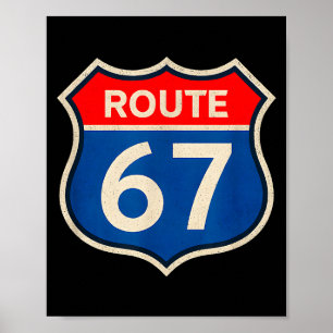 Retro Route 67 Meme Sex Sju Aura Energi Nummer 6 Poster