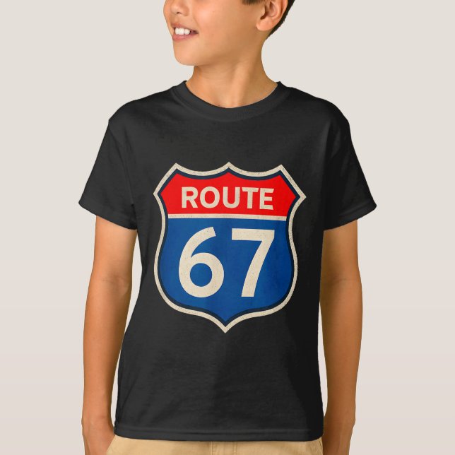 Retro Route 67 Meme Six Seven Aura Energy Number 6 T Shirt (Framsida)