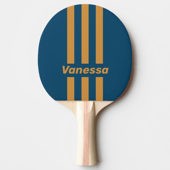 Retro Royal Gold Tre Randiga med Namn Pingisracket (Framsidan)