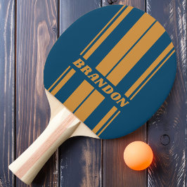 Retro Royal Guld Dubbel Bräda Ränder med Namn Pingisracket