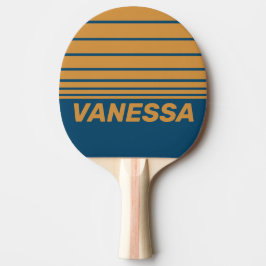 Retro Royal Guld Tre Horisontella Ränder med Namn Pingisracket