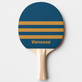 Retro Royal Guld Tre Tvärgående Ränder med Namn Pingisracket