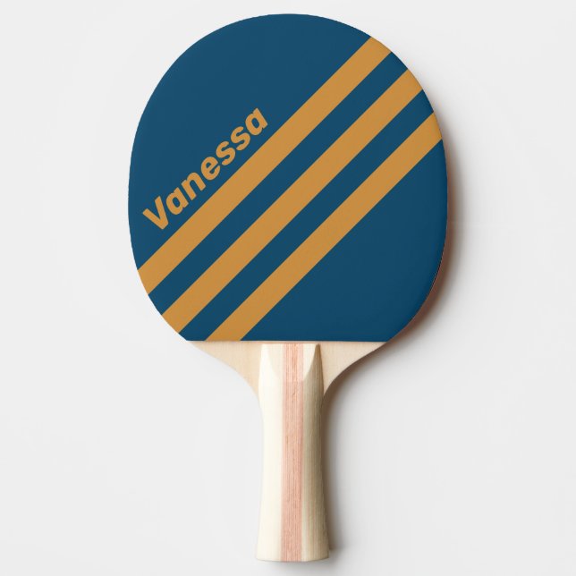 Retro Royal Guld Trevinkelrandig med namn Pingisracket (Framsidan)