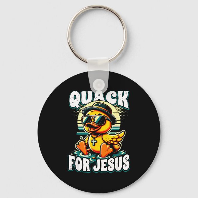 Retro Rubber Duck Christian Rubber Ducky Quacks Fo Nyckelring (Framsida)