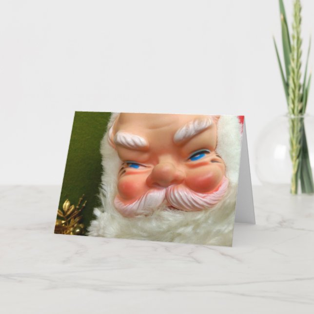 Retro Rubber-Faced Santa Helgkort (Framsida)