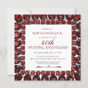 Retro Ruby Ram/ Ruby 40-års bröllopsjubileum Inbjudningar