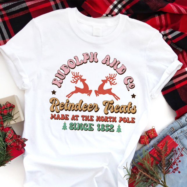 Retro Rudolf och Co. Renar Gods Jul T Shirt (Skapare uppladdad)
