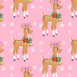 Retro Rudolph Reindeer på Rosa Presentpapper<br><div class="desc">Rudolph The Red Nposed Reindeer skiner ljust genom en snövit scen. Snöflingor faller hela tiden som Rudolph's antlers gnistra mot en mjuk rosa bakgrund. Konstnären Noël Snö illustrerar originalet.</div>