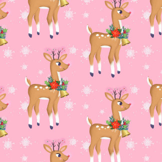 Retro Rudolph Reindeer på Rosa Presentpapper