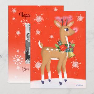 Retro Rudolph Reindeer Red Julkort
