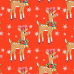 Retro Rudolph Reindeer Red Presentpapper<br><div class="desc">Rudolph The Red Nposed Reindeer skiner ljust genom en snövit scen. Snöflingor faller hela tiden som Rudolph's antlers gnistra och hans röda näsglöd. Ursprunglig illustration av Noël Snö.</div>