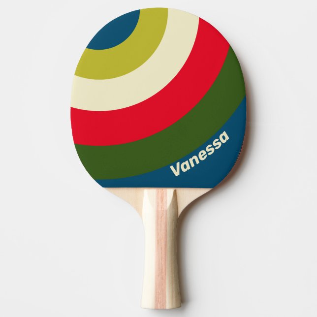 Retro Rugby Circle Stripe with Name Pingisracket (Framsidan)
