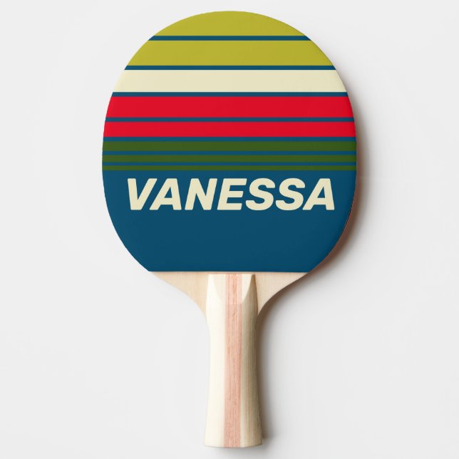Retro Rugby Horisontell Randig med Namn Pingisracket (Framsidan)