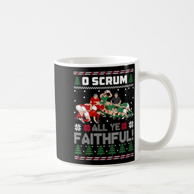 Retro Rugby O Scrum All Ye Faithful Ugly Merry Chr Kaffemugg (Höger)