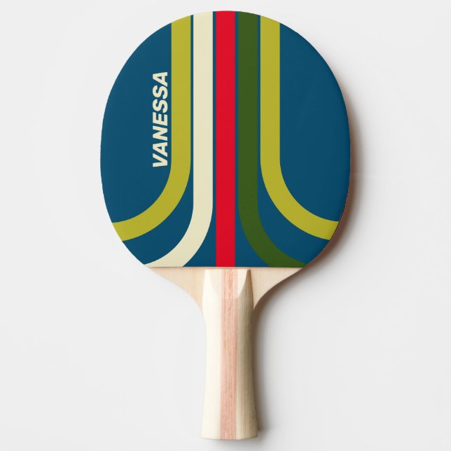 Retro Rugby Pinje Streckdekor med Namn Pingisracket (Framsidan)