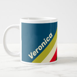 Retro Rugby-ränder med namn Jumbo Mugg