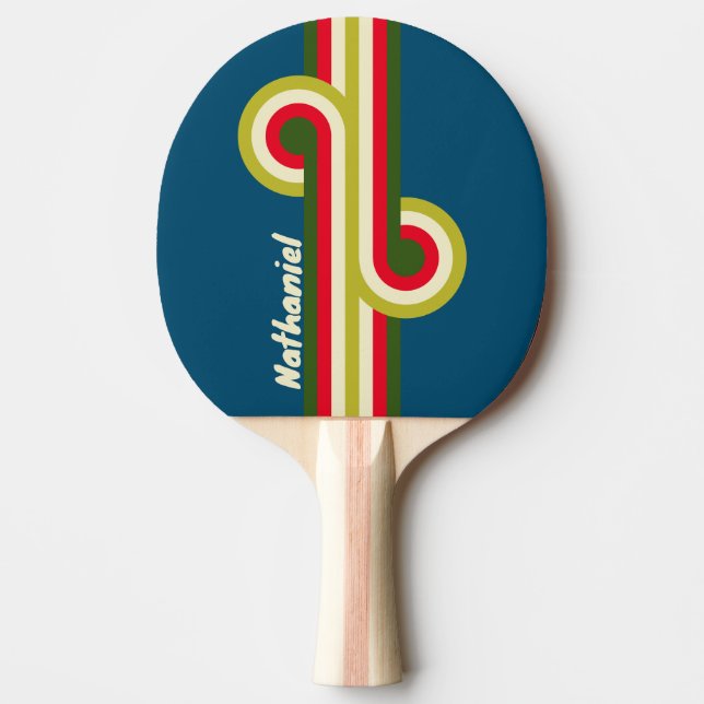Retro Rugby Randig Loop med Namn Pingisracket (Framsidan)