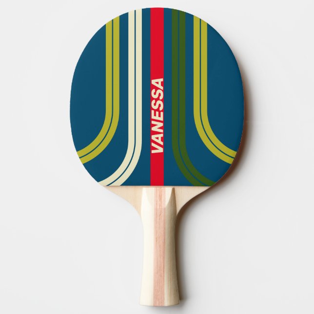 Retro Rugby tvärs över Ark-ränder med namn Pingisracket (Baksidan)