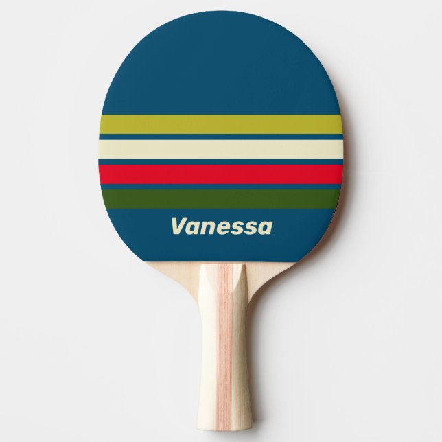 Retro Rugby tvärs över ränder med namn Pingisracket (Framsidan)