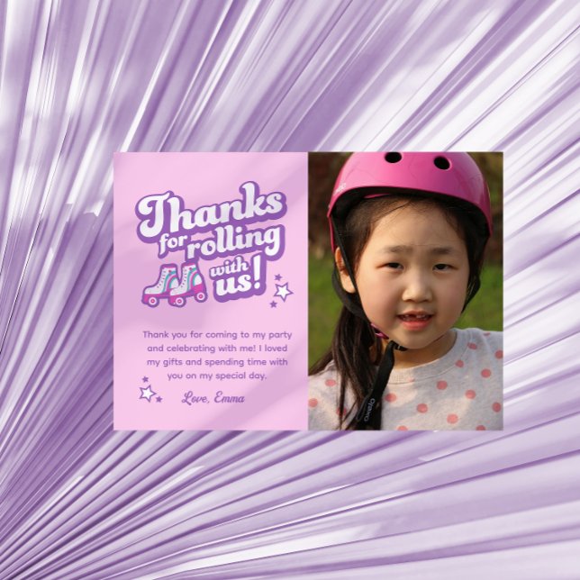 Retro Rullskridsko Party Foto Tack Kort (Skapare uppladdad)