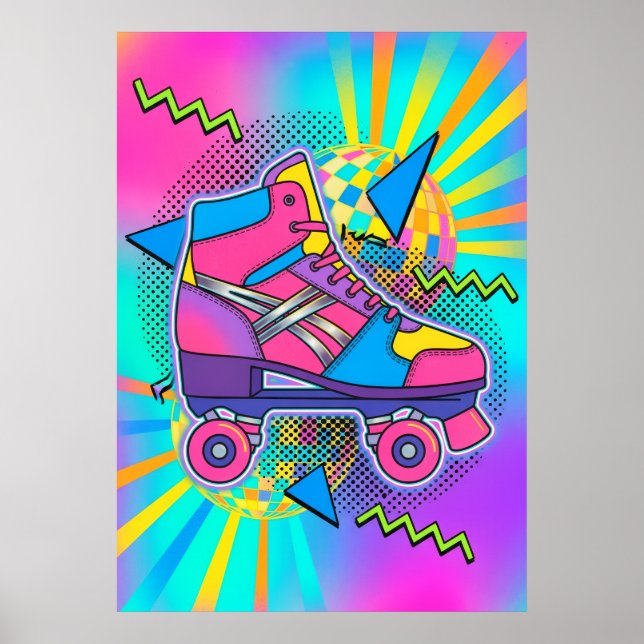 Retro rullskridsko Pop Art-plakat Poster (Framsidan)