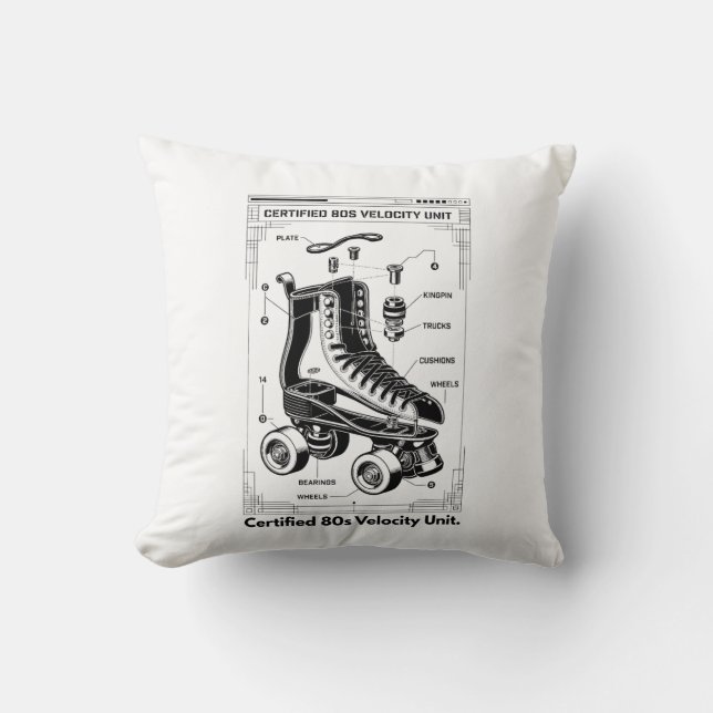 Retro Rullskridsko T-Shirt Kudde (Framsida)