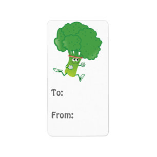 Retro Running Broccoli Adressetikett