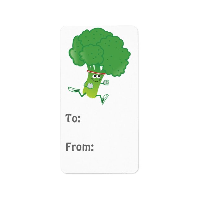 Retro Running Broccoli Adressetikett (Framsidan)