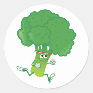 Retro Running Broccoli Runt Klistermärke