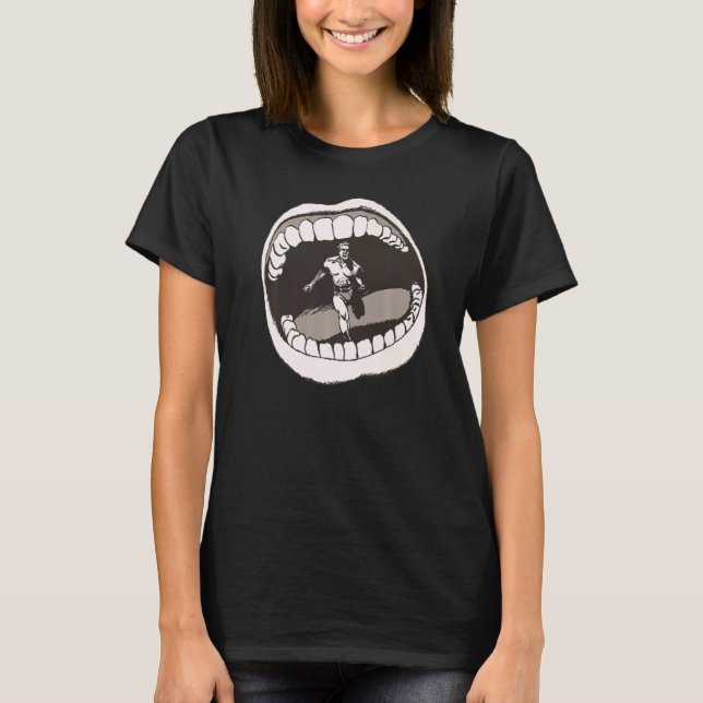 Retro Running Mouth Escape Gape T Shirt (Framsida)