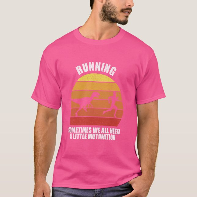 Retro Running T-Rex Shirt Funny Dinosaur Running M T (Framsida)