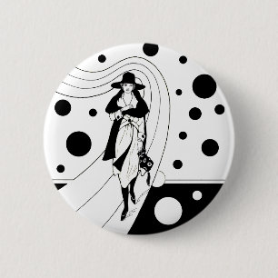 Retro Runway-modell, Vintage Art Deco Mode Knapp