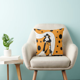 Retro Runway-modell, Vintage Art Deco Mode Kudde