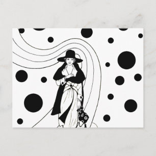Retro Runway-modell, Vintage Art Deco Mode Vykort