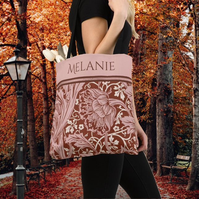 Retro Rust Blommigt Art nouveau May Morris Arcadia Tygkasse (Skapare uppladdad)