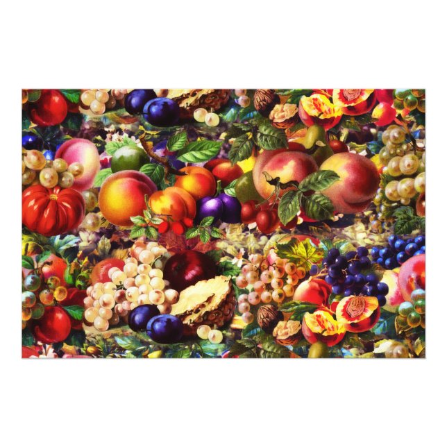 Retro Rustic Fresh Summer Tropical Fruit Vegetable Fototryck (Framsidan)