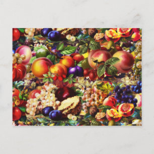 Retro Rustic Fresh Summer Tropical Fruit Vegetable Vykort