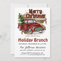 Retro Rustic jul Red Lastbil Helgdag Brunch