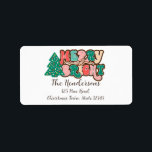 Retro Rustic Merry och Bright Adressetikett<br><div class="desc">Så trendiget! Retro Rustic Merry och Bright-etiketten är perfekt för hela paketen</div>